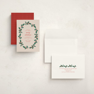 This is a eggnog holiday photo cards with standard by Amy Kross called classic holly printing on signature in grand