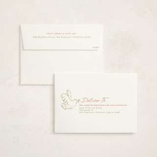 This is a cranberry holiday photo cards with standard by Vera Lim called peace dove.. printing on signature in grand