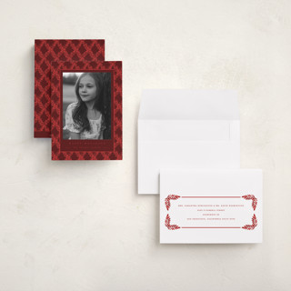 This is a holly berry holiday photo cards with standard by Leah Bisch called holly trellis printing on recycled smooth signature in grand