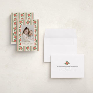 This is a buttercream holiday photo cards with standard by Christy Hy Lee called nostalgic wallpaper printing on recycled smooth signature in grand