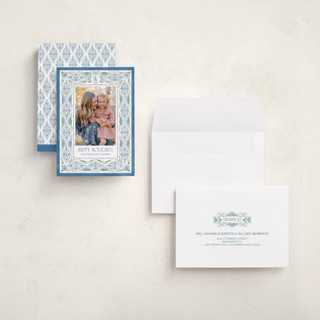 This is a frost holiday photo cards with standard by Paper Sun Studio called winter's lace printing on recycled smooth signature in grand