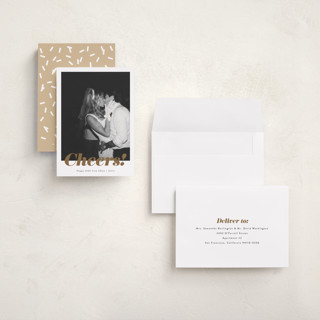 This is a ink holiday photo cards with standard by Emily Sabol Goss called glittering cheers printing on recycled smooth signature in grand