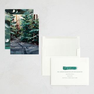 This is a wintermint holiday photo cards with standard by Holly Whitcomb called peaceful forest printing on signature in grand