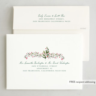 This is a holly holiday photo cards with standard by Becky Nimoy called watercolor print printing on signature in grand