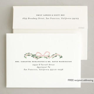 This is a blush holiday photo cards with standard by Itsy Belle Studio called vintage bow tree printing on signature in grand