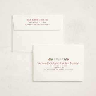 This is a poinsettia holiday photo cards with standard by Wildfield Paper Co called folk floral printing on signature in grand