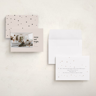 This is a blush holiday photo cards with standard by Iveta Angelova called messy & bright printing on signature in grand