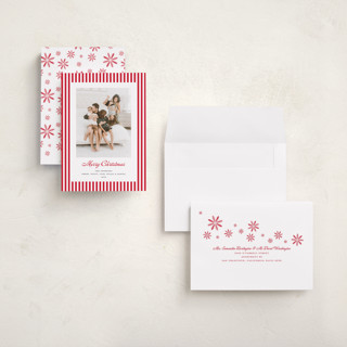 This is a candy cane holiday photo cards with standard by Erika Firm called mini cabana stripes printing on recycled smooth signature in grand