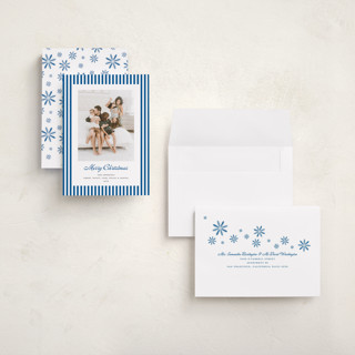 This is a ocean holiday photo cards with standard by Erika Firm called mini cabana stripes printing on recycled smooth signature in grand