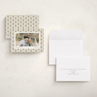 This is a evergreen berry holiday photo cards with standard by Chelsea Petaja called block print holiday printing on recycled smooth signature in grand
