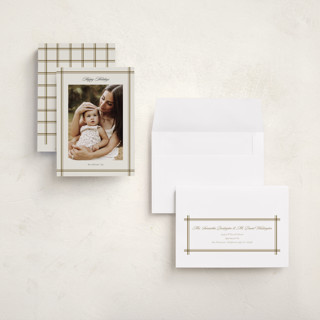 This is a golden holiday photo cards with standard by Stacey Meacham called elegant overlap printing on signature in grand