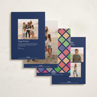 This is a peacock holiday photo cards with standard by lulu and isabelle called a year of colors printing on recycled smooth signature in grand