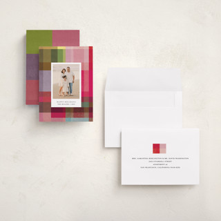 This is a candy holiday photo cards with standard by Sumak Studio called joyful check printing on recycled smooth signature in grand