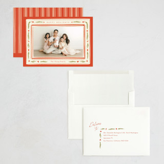 This is a berry holiday photo cards with standard by Robert and Stella called dresden printing on recycled smooth signature in grand