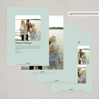 This is a wintergreen holiday photo cards with standard by Ani Somi called winter forest snow globe printing on signature in grand