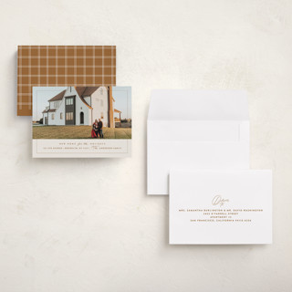 This is a ginger bread holiday photo cards with standard by Julie Murray called home sweet home printing on recycled smooth signature in grand