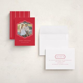 This is a peppermint holiday photo cards with standard by Rebecca Durflinger called preppy curved frame printing on signature in grand