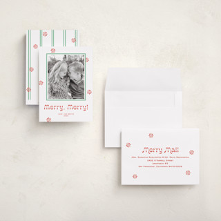 This is a candy cane holiday photo cards with standard by Megan Davis called peppermint printing on signature in grand