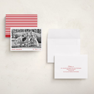 This is a ruby holiday photo cards with standard by Annie Shapiro called primrose printing on recycled smooth signature in grand