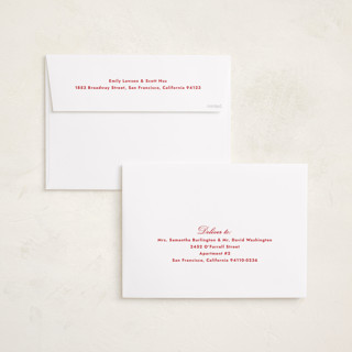 This is a ruby holiday photo cards with standard by Annie Shapiro called primrose printing on recycled smooth signature in grand