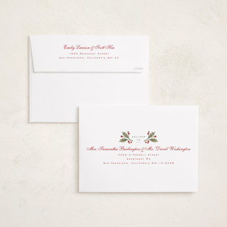 This is a holly berry holiday photo cards with standard by Wildfield Paper Co called holly monogram printing on recycled smooth signature in grand