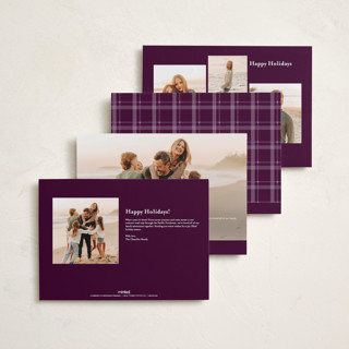 This is a plum pudding holiday photo cards with standard by Makewells called plaid peace printing on recycled smooth signature in grand