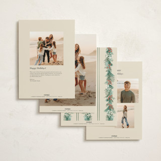 This is a vanilla holiday photo cards with standard by frau brandt called natural wreath printing on signature in grand