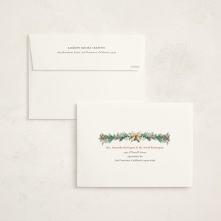 This is a vanilla holiday photo cards with standard by frau brandt called natural wreath printing on signature in grand