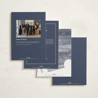 This is a navy holiday photo cards with standard by Eric Ransom called serene peace printing on signature in grand
