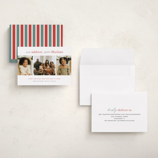 This is a festoon holiday photo cards with standard by Sara Hicks Malone called new address printing on recycled smooth signature in grand