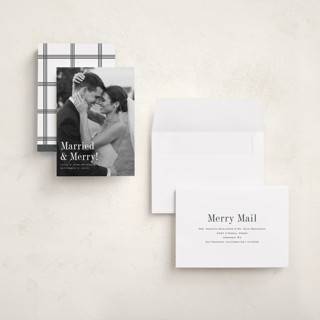 This is a snow holiday photo cards with standard by Megan Davis called eternally merry printing on recycled smooth signature in grand