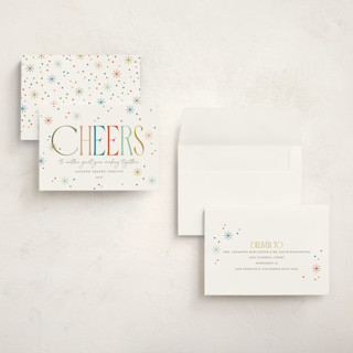 This is a confetti holiday photo cards with standard by Robert and Stella called cheers to you! printing on signature in grand