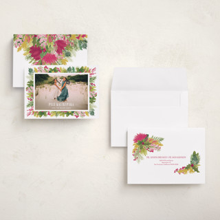 This is a vintage rose holiday photo cards with standard by Shiny Penny Studio called tropical pines frame printing on recycled smooth signature in grand