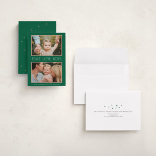 This is a pine holiday photo cards with standard by Lindsay Megahed called peaceful pair printing on signature in grand