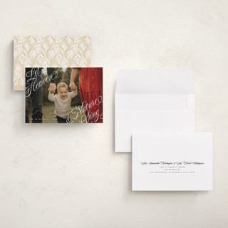 This is a snow holiday photo cards with standard by Stacy Maalouf called let heaven & nature sing printing on signature in grand