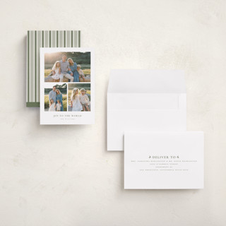 This is a cedar holiday photo cards with standard by Wildfield Paper Co called pinion printing on recycled smooth signature in grand