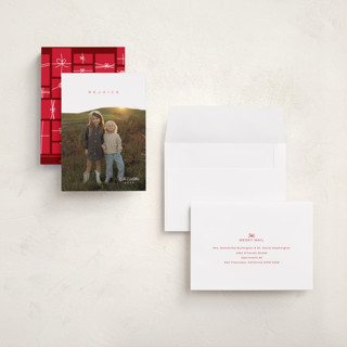 This is a cardinal holiday photo cards with standard by Owl and Toad called minimal type printing on recycled smooth signature in grand