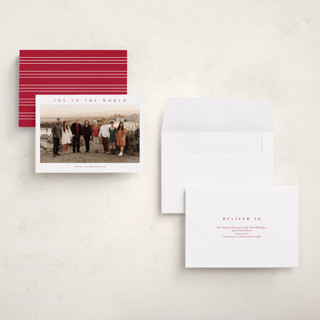 This is a berry holiday photo cards with standard by Stacey Meacham called simple joy printing on recycled smooth signature in grand