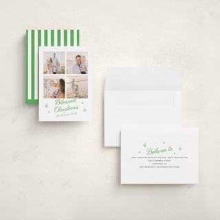 This is a fern holiday photo cards with standard by Cass Loh called bright handwriting printing on signature in grand