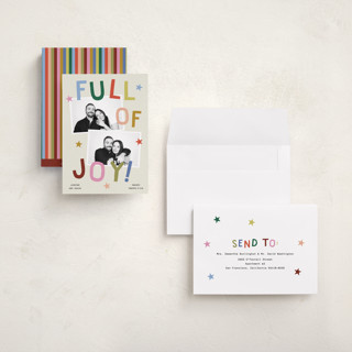 This is a jubilant holiday photo cards with standard by Kercia Jane called full of joy (& cheer) printing on recycled smooth signature in grand