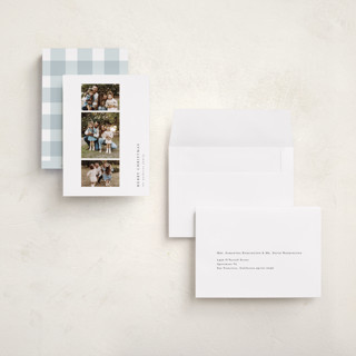 This is a snow holiday photo cards with standard by Kelly Schmidt called minimalist sidebar printing on recycled smooth signature in grand