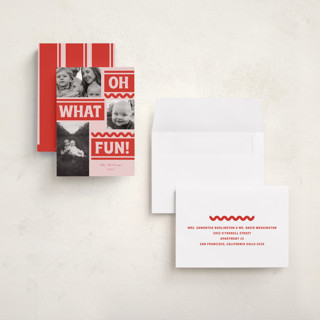 This is a winter rose holiday photo cards with standard by Baumbirdy called ski slope printing on recycled smooth signature in grand