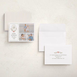 This is a snow holiday photo cards with standard by Robert and Stella called striped crest printing on recycled smooth signature in grand
