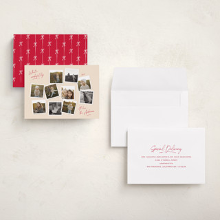 This is a berry holiday photo cards with standard by Lisa McLean called vintage collage printing on recycled smooth signature in grand