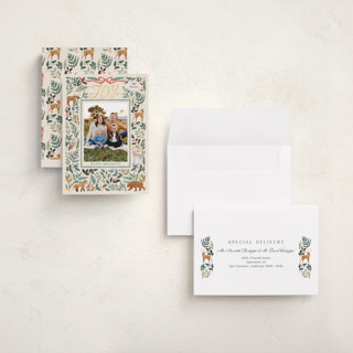 This is a pine holiday photo cards with standard by Elly called wild forest printing on recycled smooth signature in grand