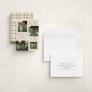 This is a pine holiday photo cards with standard by Owl and Toad called scrapbook printing on recycled smooth signature in grand