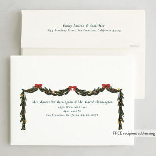 This is a dark turquoise holiday photo cards with standard by Becky Nimoy called christmas window printing on signature in grand
