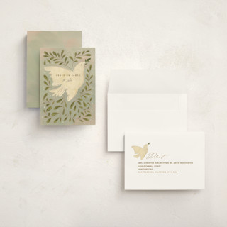 This is a twilight holiday photo cards with standard by Creo Study called peace dove printing on signature in grand