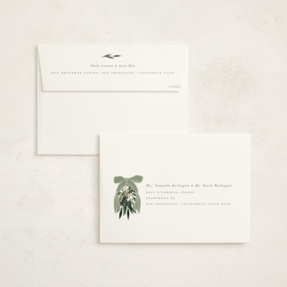 This is a sage holiday photo cards with standard by Leah Bisch called big bow printing on signature in grand