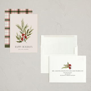 This is a toasted almond holiday photo cards with standard by Kate Ahn called simple sprig printing on signature in grand